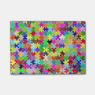 Farbiges Puzzle-Muster Post-it Klebezettel