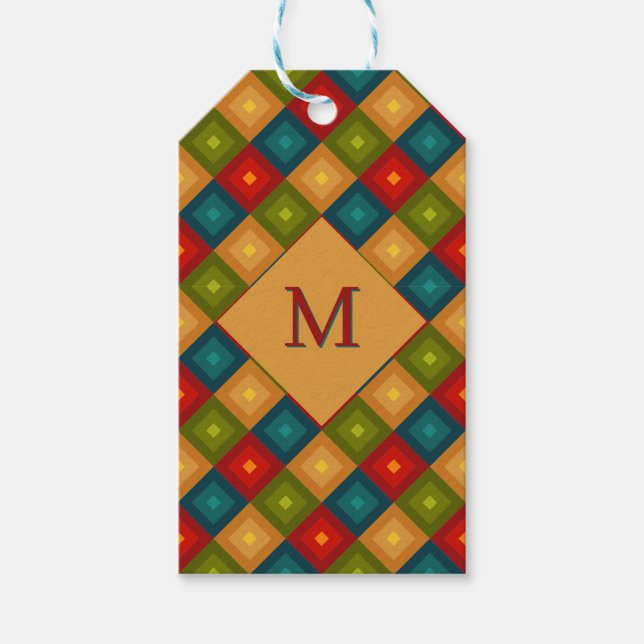 Farbiges Quadrat Geschenkanhänger (Vorderseite)