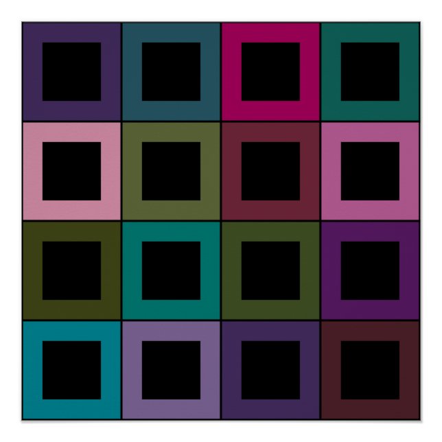 Farbiges quadratisches Blockgitter-Muster Poster (Vorderseite)
