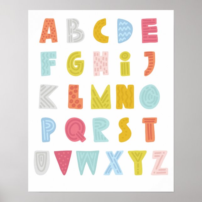 Farbiges Quirky ABCs Poster (Vorne)