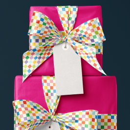 Farbiges Rainbow-Schachbrettmuster Satinband