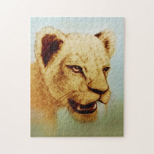 Farbiges realistisches Zeichn, Wild Lion, Tierart Puzzle