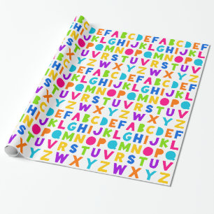 Farbiges Regenbogen ABC Alphabet Wrapping Paper Geschenkpapier
