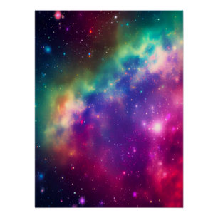 Farbiges Regenbogen-Cosmic Burst Glossy Poster