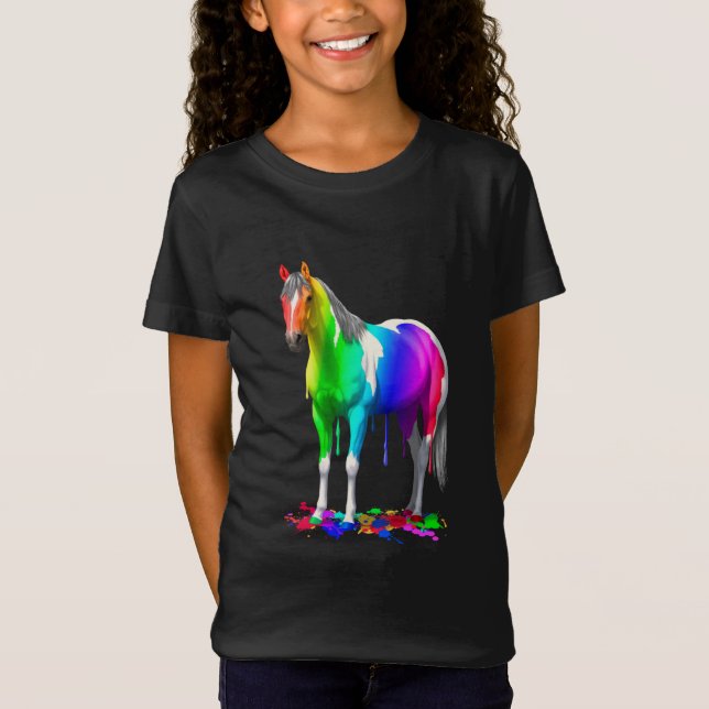Farbiges Regenbogen-Dripping T-Shirt (Vorderseite)