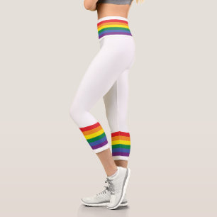 Farbiges Regenbogen-Muster Capri Leggings