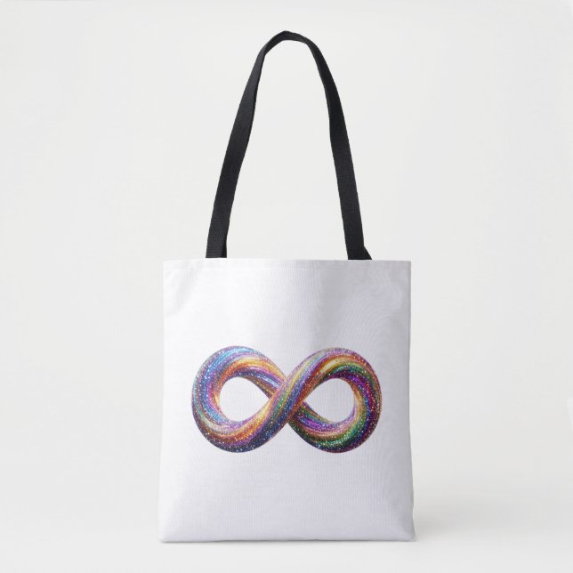 Farbiges Regenbogen-Unendlichkeitssymbol Tragetasc (Vorderseite)