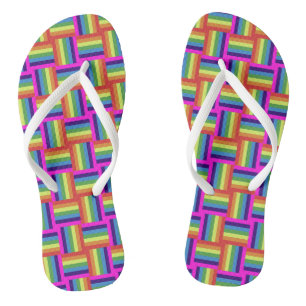 Farbiges Regenbogenblockmuster Flip Flops