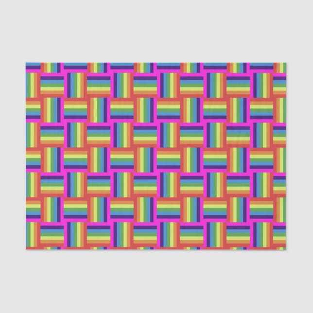 Farbiges Regenbogenblockmuster Seidenpapier (Vorderseite)