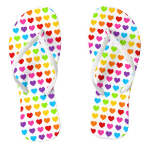 Farbiges Regenbogenherz Flip Flops