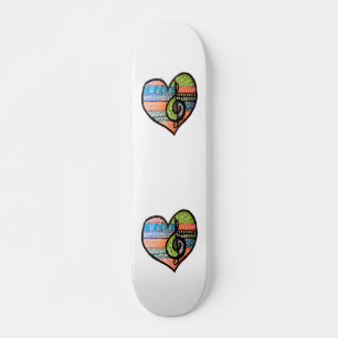 Farbiges Regenbogenmusikherz individuell anpassbar Skateboard