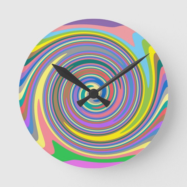 Farbiges Regenbogenmuster Runde Wanduhr (Vorderseite)