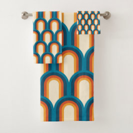 Farbiges Retro Arch Rainbow-Muster Badhandtuch Set