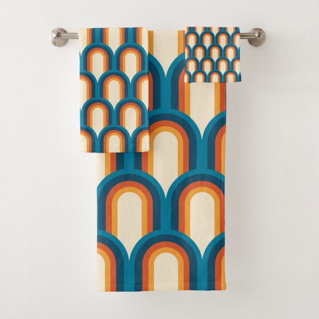 Farbiges Retro Arch Rainbow-Muster Badhandtuch Set (Insitu)