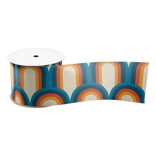 Farbiges Retro Arch Rainbow-Muster Satinband (Spule)