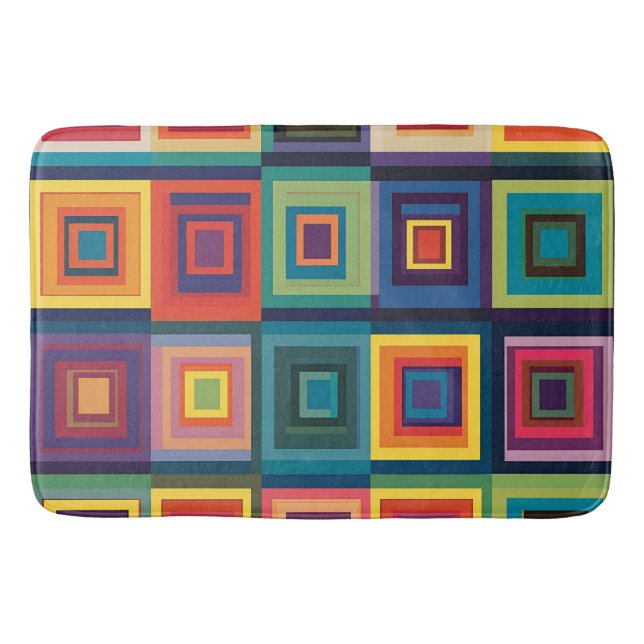 Farbiges Retro-Blockdesign Badematte (Vorderseite)