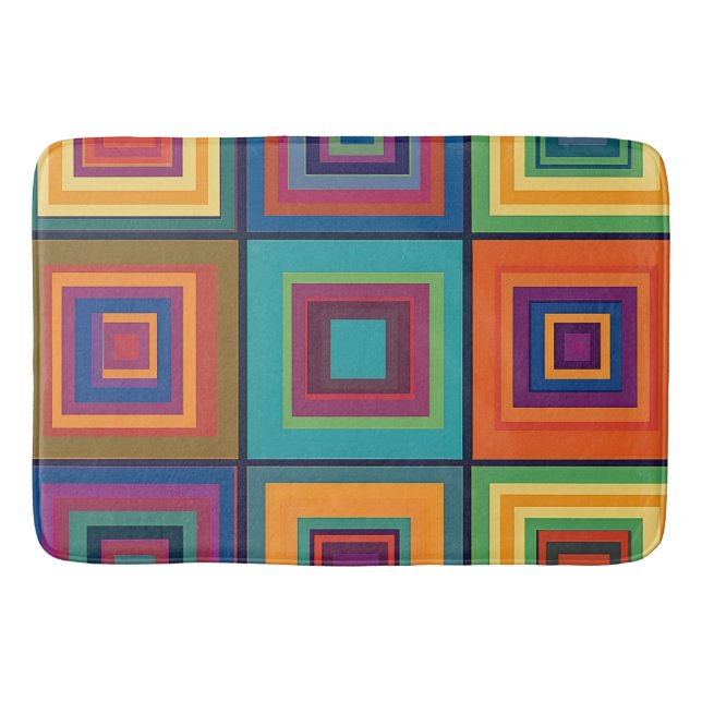 Farbiges Retro-Blockdesign Badematte (Vorderseite)