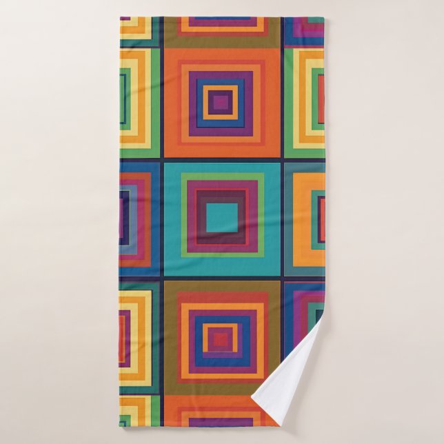 Farbiges Retro-Blockdesign Badhandtuch Set (Badehandtuch)