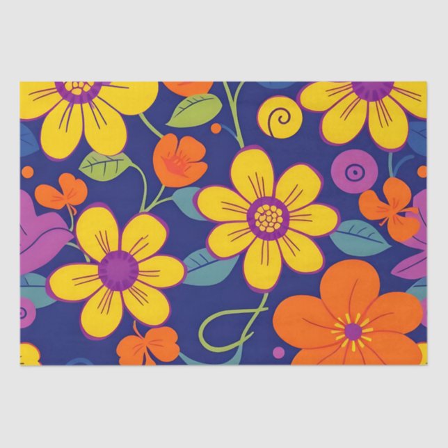 Farbiges Retro-Blume-Dopaminstil-Tissue Paper Seidenpapier (Vorderseite)