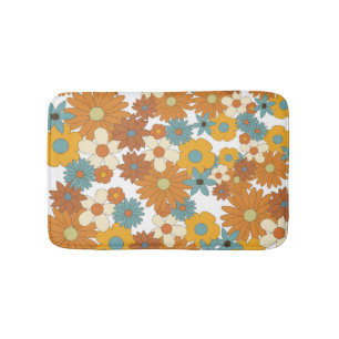 Farbiges Retro-Blume-Muster Badematte