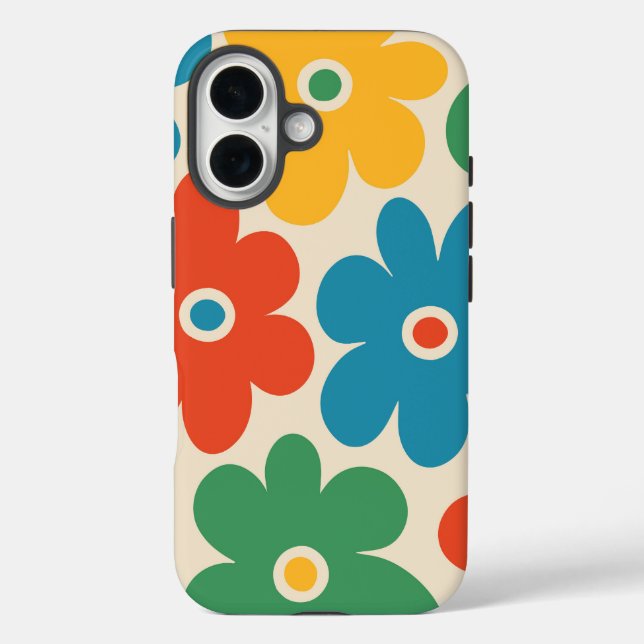 Farbiges Retro-Blume-Muster Case-Mate iPhone Hülle (Rückseite)