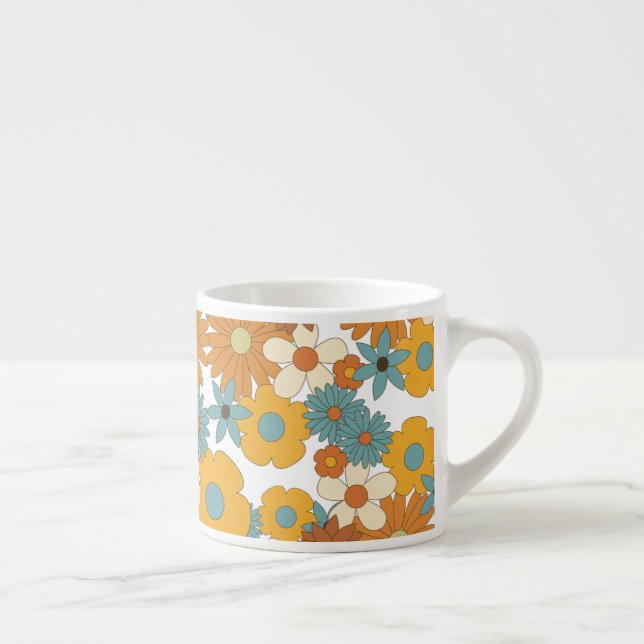 Farbiges Retro-Blume-Muster Espressotasse (Rechts)