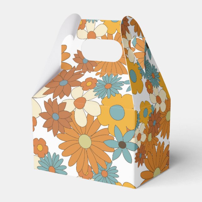 Farbiges Retro-Blume-Muster Geschenkschachtel (Vorderseite)
