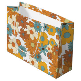 Farbiges Retro-Blume-Muster Große Geschenktüte