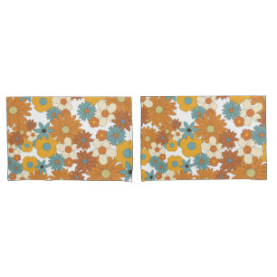 Farbiges Retro-Blume-Muster Kissenbezug
