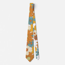 Farbiges Retro-Blume-Muster Krawatte