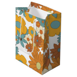 Farbiges Retro-Blume-Muster Mittlere Geschenktüte