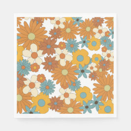 Farbiges Retro-Blume-Muster Serviette