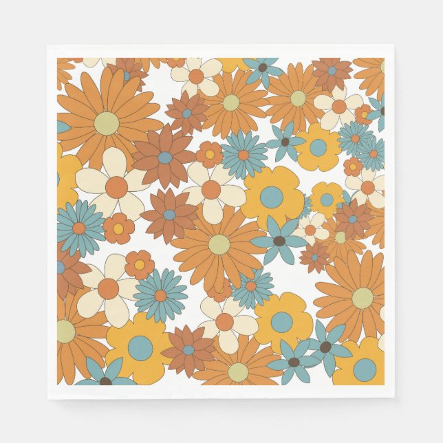 Farbiges Retro-Blume-Muster Serviette (Vorderseite)