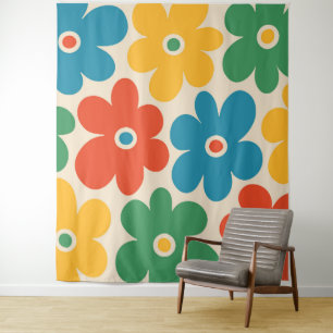 Farbiges Retro-Blume-Muster Wandteppich
