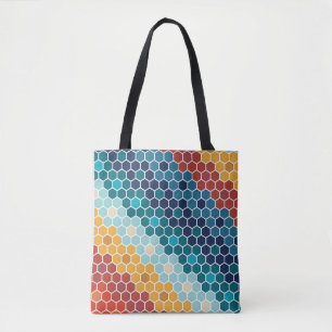 Farbiges Retro-Blumenmosaik Hexagon-Muster