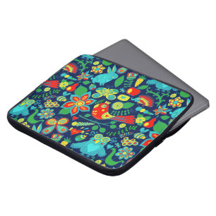 Farbiges Retro-Blumenmuster Laptopschutzhülle