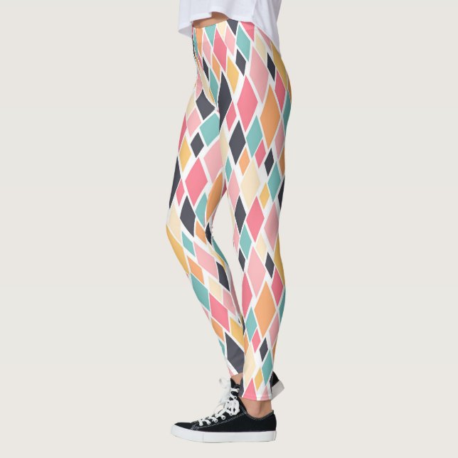Farbiges Retro-Diamantmuster Leggings (Links)