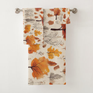 Farbiges Retro-Herbstmuster Badhandtuch Set