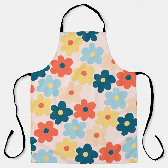 Farbiges Retro-Hippie-Blume-Muster Schürze (Vorderseite)