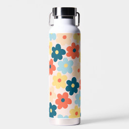 Farbiges Retro-Hippie-Blume-Muster Trinkflasche
