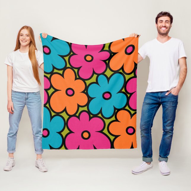 Farbiges Retro-Muster Fleecedecke (Beispiel)