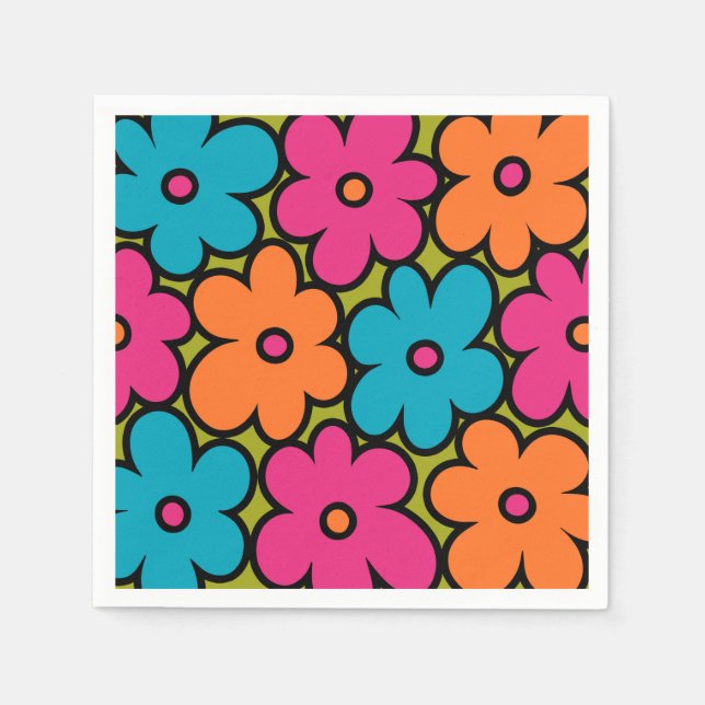 Farbiges Retro-Muster Serviette (Vorderseite)