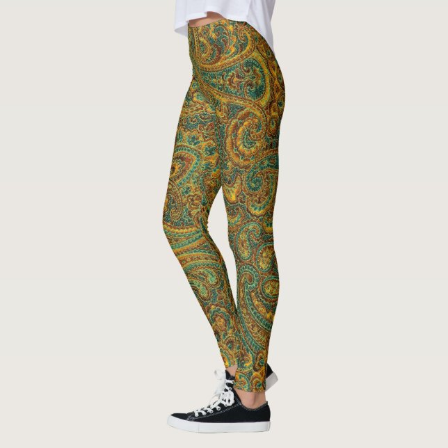 Farbiges Retro-Paisley-Muster Leggings (Links)