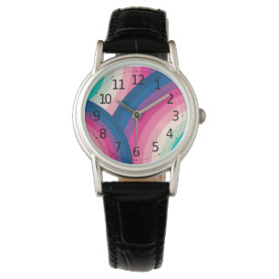 Farbiges Retro-Regenbogenmuster   Armbanduhr