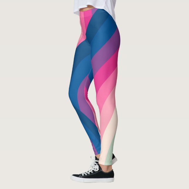 Farbiges Retro-Regenbogenmuster | Leggings (Links)