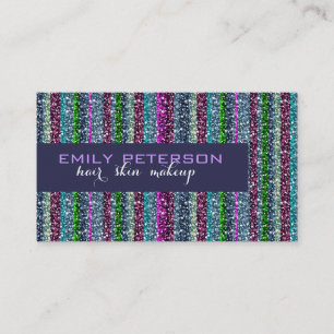 Farbiges Retro Streifen Glitzer Muster Visitenkarte