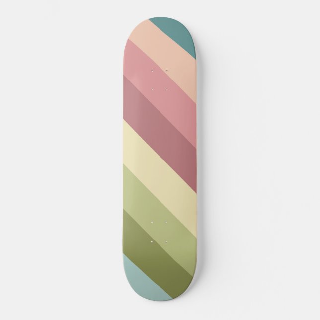 Farbiges Retro-Streifenmuster Skateboard (Vorderseite)