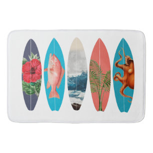 Farbiges Retro-Surfbrett-Muster Badematte