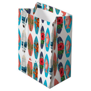 Farbiges Retro-Surfbrett-Muster Mittlere Geschenktüte