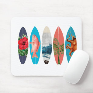 Farbiges Retro-Surfbrett-Muster Mousepad